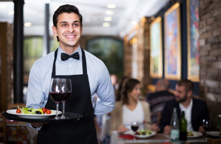 Waiter with Serving Tray with Glasses of Wine